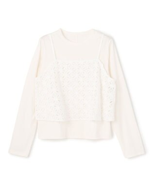 UNFILO 【2点セット】ラッセルレース キャミレイヤード Tシャツ