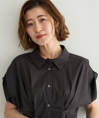 YECCA VECCA 【ORGABITS】タックシャツワンピース Charcoal Gray