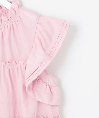 Feroux 【洗える】ペプラムシルエットフリルブラウス ピンク系