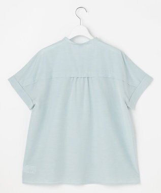 J.PRESS LADIES S ソフトシアークロス フレンチスリーブ ブラウス ライトブルーシャンブレー系