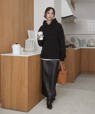 WEGO 【ユニセックス着用ITEM/裏起毛】リラックスフィットスウェットプルパーカー ブラック