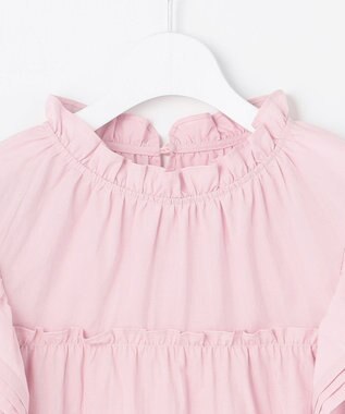 Feroux 【洗える】ペプラムシルエットフリルブラウス ピンク系