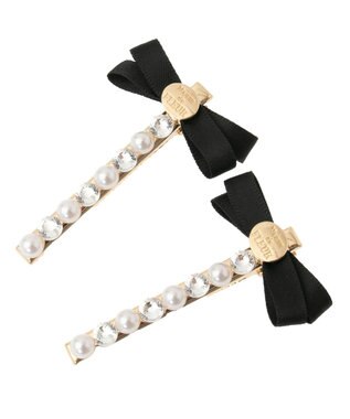 Maison de FLEUR リボンビジューピンセット Black