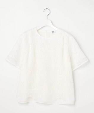 J.PRESS LADIES レースコンビジャージー カットソー ホワイト系