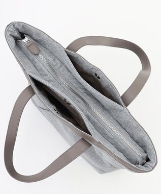 Y'SACCS リネンライク　イニシャルトート　Mサイズ ライトグレー