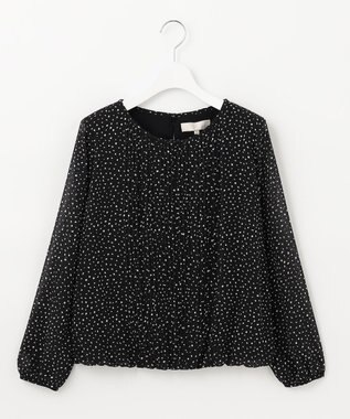 自由区 【洗える/ドット柄】ロイヤルシフォン プルオーバーカットソー ネイビー系5