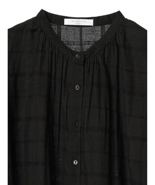 Green Parks インド綿 チェックドビーブラウス Black