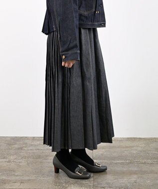 Pointer 日本製 本革バックルパンプス グレー