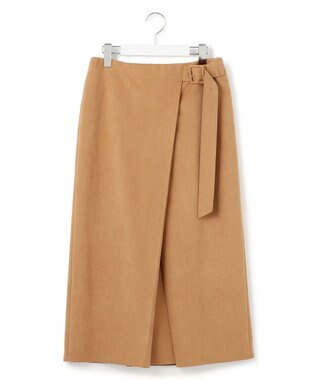 23区 【GOLD LABEL】スウェードタッチレザー ラップスカート キャメル系