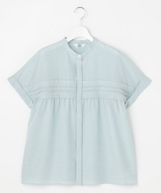 J.PRESS LADIES S ソフトシアークロス フレンチスリーブ ブラウス ライトブルーシャンブレー系