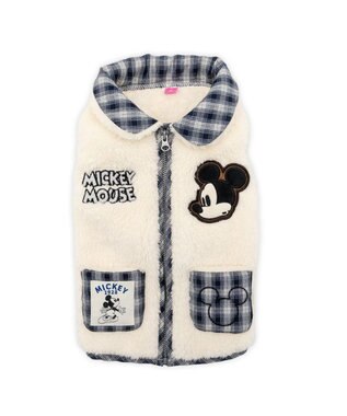 PET PARADISE ディズニー ミッキーマウス 襟付 ジップUP ベスト 小型犬 オフホワイト