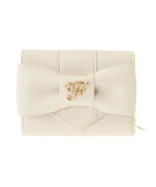 Maison de FLEUR ベルトリボンミニウォレット Gray Beige