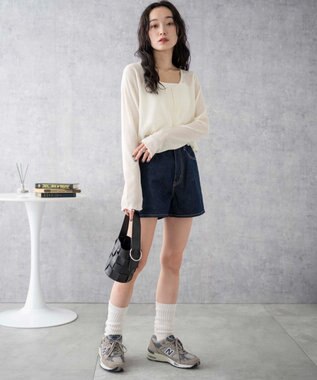 WEGO 台形デニムショートパンツ デニム濃色