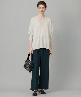 ICB L 【新色追加・UVケア・接触冷感・速乾・防シワ・洗える】 FluidBackSatin  ワイドパンツ ディープパイン系