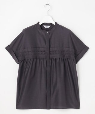 J.PRESS LADIES S ソフトシアークロス フレンチスリーブ ブラウス モカスレート系