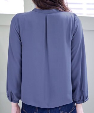 Tiaclasse 【洗える・スマート裏起毛】ジョーゼットフリルブラウス ブルー