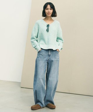 UNFILO L 【UNFILO DENIM】撥水ストレッチ バレルレッグデニム グレー