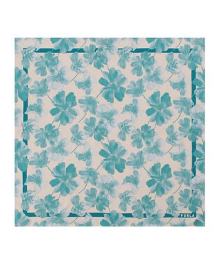 MOONBAT 【シルク100%】FURLA (フルラ) 花柄 シルクプリントスカーフ 65cm×65cm  UV対策 手洗い可能 ビリジアン