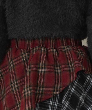 WEGO アシンメトリーチェックミニスカパン レッドその他