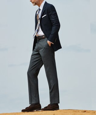 GOTAIRIKU ロングセラー【洗える/折り目加工/シワになりにくい/ウエストアジャスター】ウォッシャブル サマーウール100％パンツ_限定色(ノータック)23/24年モデル グレー系4