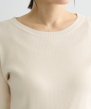 Green Parks アンチピリング袖シアーリブニットプルオーバー Ivory