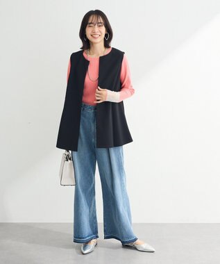 Green Parks アンチピリング袖シアーリブニットプルオーバー Pink