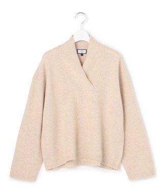 J.PRESS YORK STREET 【WOMEN】ウールカシミヤ 変形Vネック ニット アイボリー系