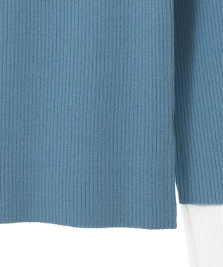 Green Parks アンチピリング袖シアーリブニットプルオーバー Blue