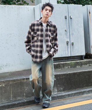 WEGO イージーバレルレッグデニムパンツ デニム淡加工色