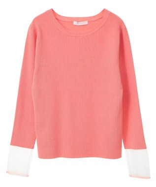 Green Parks アンチピリング袖シアーリブニットプルオーバー Pink