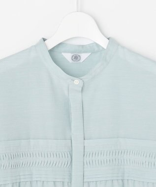 J.PRESS LADIES S ソフトシアークロス フレンチスリーブ ブラウス ライトブルーシャンブレー系