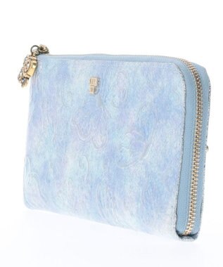 ANNA SUI パピヨン Lファスナー薄マチ長財布 ライトブルー