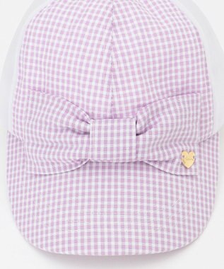 ANY KIDS リボン メッシュ キャップ ラベンダー×ギンガムチェック