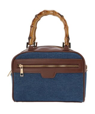 earth music&ecology バンブーテイストハンドルバッグ Dark Blue