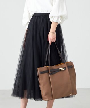 LA BAGAGERIE コンビカラーA4トートバッグ ダークグレージュ