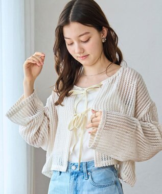 WEGO メッシュリボンカーディガン ホワイト