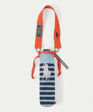 MOONBAT POLO RALPH LAUREN(ポロ ラルフローレン)ポロポニー ボーダー 折りたたみ傘 簡単開閉 サックスブルー