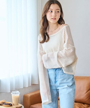 WEGO メッシュリボンカーディガン ホワイト