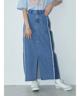 earth music&ecology Ｌｅｅ×ｅ．ｍ．ａ．ｅ　切替デニムスカート Indigo