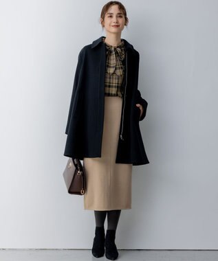 組曲 シアーツイルチェック ハイネックブラウス ダークブラウン系3