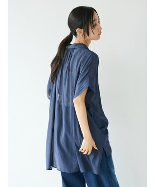 CRAFT STANDARD BOUTIQUE ヴィンテージボイルミルフィーユ襟付きシャツチュニック Deep Blue