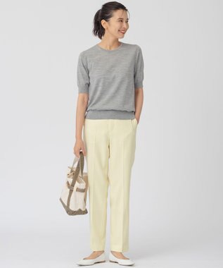 23区 【アンサンブル対応】サステナブルウール 半袖 ニット ライトグレー