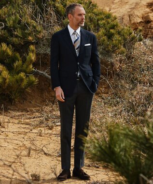 GOTAIRIKU ロングセラー【洗える/折り目加工/シワになりにくい/ウエストアジャスター】ウォッシャブル サマーウール100％パンツ_限定色(ノータック)23/24年モデル グレー系4