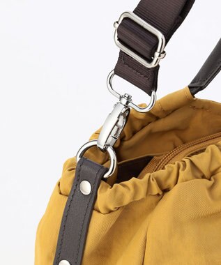 LA BAGAGERIE 【MONICA】サイドギャザー2WAYトートバッグ Mサイズ マスタード