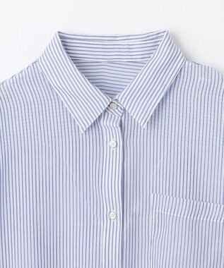 ANY シアーストライプシャツ オフ×ブルー