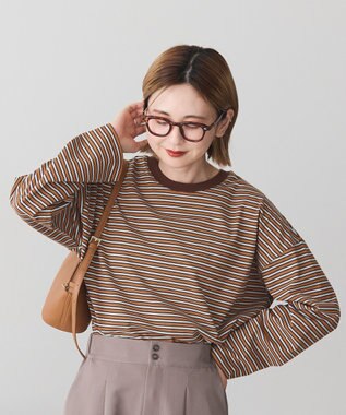 AMERICAN HOLIC カラーボーダークロップド丈プルオーバー Brown