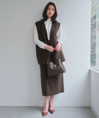 BEIGE， 【人気シリーズ】EVA / ハイネックロングスリーブブラウス White