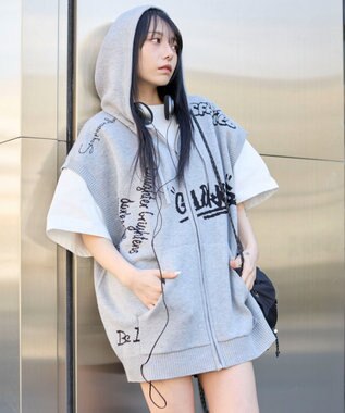 WEGO 【ユニセックス着用ITEM/MLサイズ展開】ジャガードノースリジップパーカー グレー