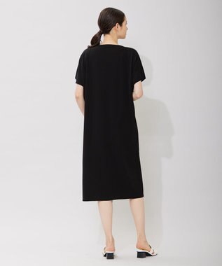 ICB 【洗える】ドライコットンアセテート ドレープスリーブワンピース ブラック系