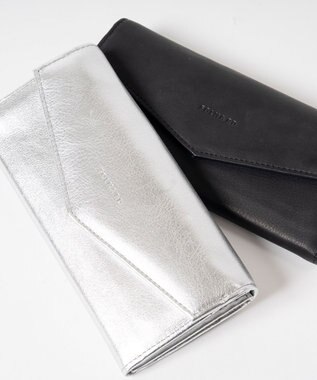 FOLNA RD ソフトレザー・ホイルレザー エンべロープ長財布 シルバー